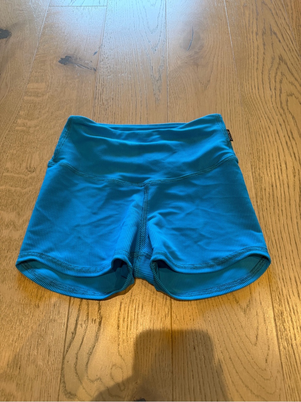 Girls' Ribbed Active Shorts in Teal Blue